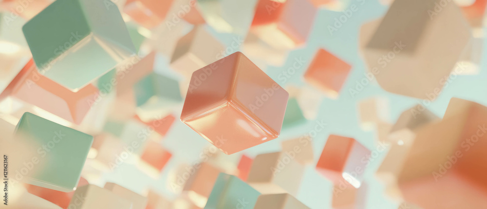Leinwandbilder vibrant chaotic arrangement of 3d cubes in abstract design with central empty space