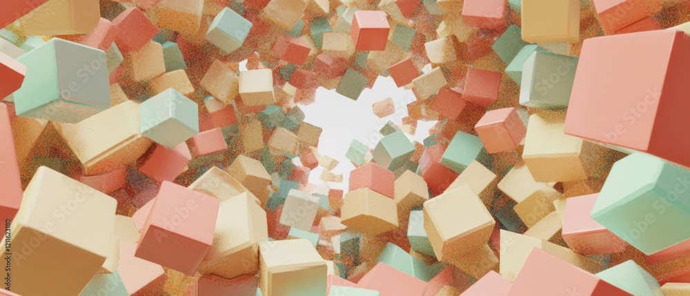 Fototapete colorful abstract composition of 3d cubes creating a dynamic visual experience