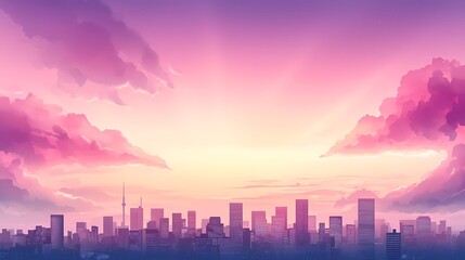 Obraz premium A breathtaking view of a city skyline under dramatic clouds at dusk. The vibrant colors and intense clouds create a stunning visual atmosphere.