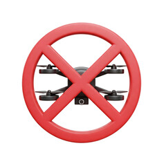 Fototapeta premium Drone not allowed sign no fly zone Drone prohibited 3D icon on transparent background 
