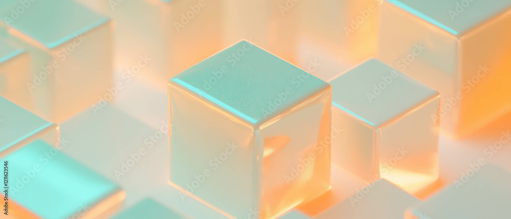 Poster vibrant abstract background featuring 3d geometric cubes and sharp lines in contrasting colors