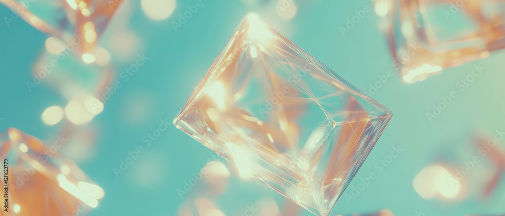 Poster vibrant abstract background featuring interconnected 3d cubes illuminating the digital space