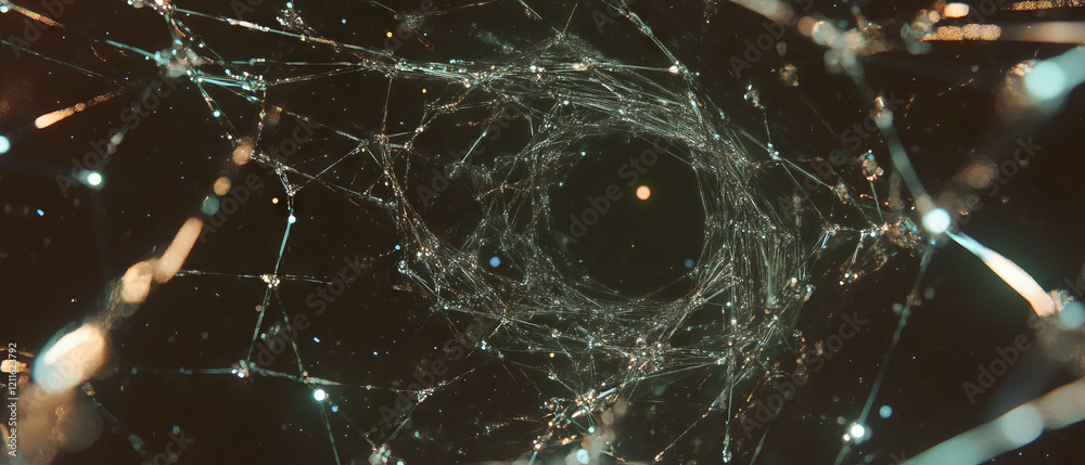 Poster Vibrant abstract design of interconnected 3D cubes and networks with a central void