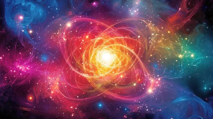 Obraz premium Atom energy cosmic nebula space science background