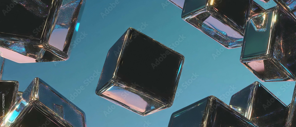 Aufkleber Abstract design featuring 3D cubes with metallic textures and an elegant luxurious background