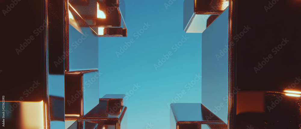 Poster experience a luxurious and elegant abstract design of glittering cubes with polished surfaces