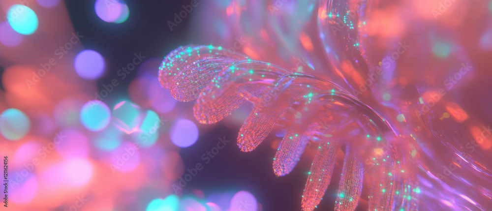 Aufkleber Connecting data points in a vibrant abstract network visualization display