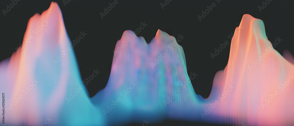 Poster Dynamic 3D data visualization with vibrant color changes representing data values