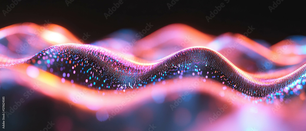 Aufkleber Dynamic representation of abstract 3D data visualizations with vibrant neon colors