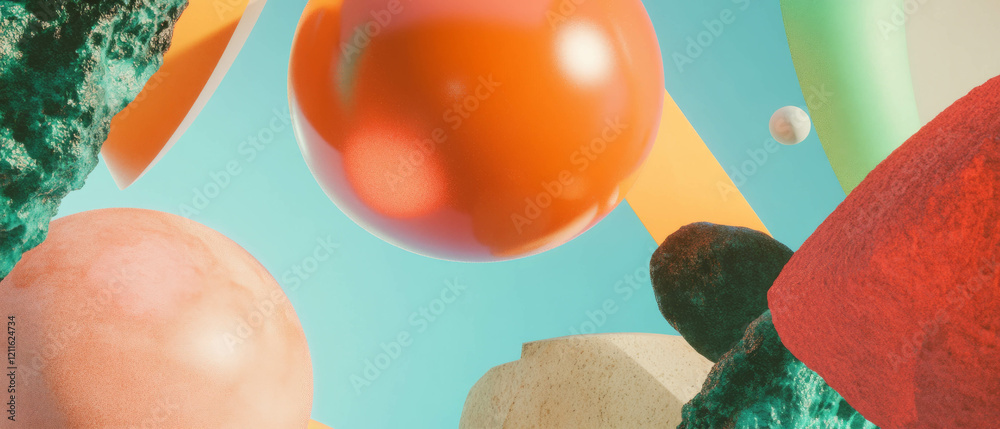 Aufkleber vibrant abstract design featuring 3d data visualizations in earth tones and natural colors