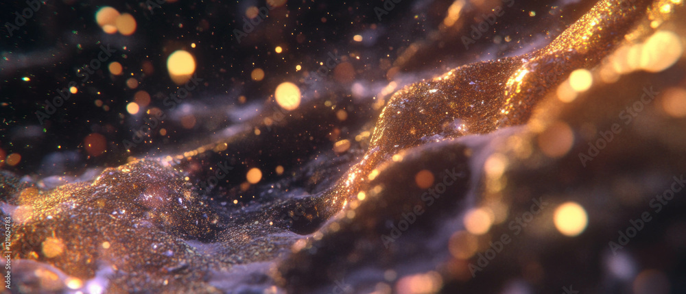 Poster Dynamic abstract visualization of glowing particles creating 3D data representation