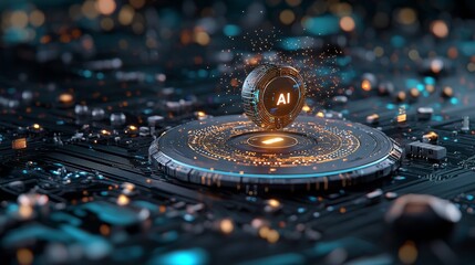 The Intersection of Currency and Technology: Exploring the Symbolism of a Coin Resting on a Computer Chip Reflecting Artificial Intelligence