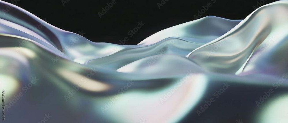 Poster Digital waves create an immersive and realistic abstract background with empty central space