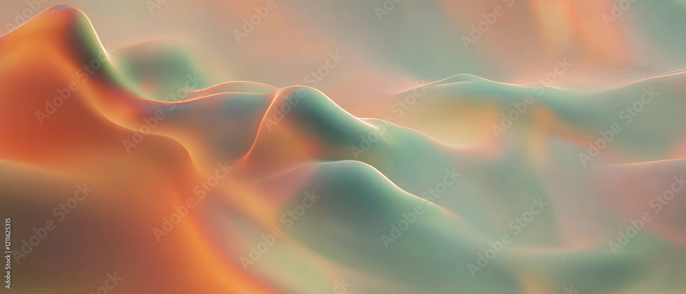 Aufkleber Immersive 3D digital waves create a captivating abstract background with empty center space