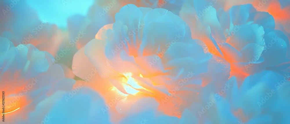 Aufkleber 3d flowers create ethereal glow with halos and radiant light in abstract background
