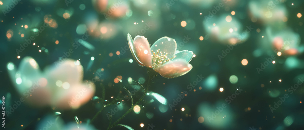 Poster radiant 3d flowers of light creating a magical and ethereal atmosphere