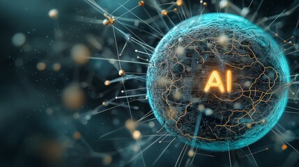 Exploring the Intersection of Technology and Artificial Intelligence: A Sphere with a Letter Symbolizing Innovation Surrounded by Intricate Wires