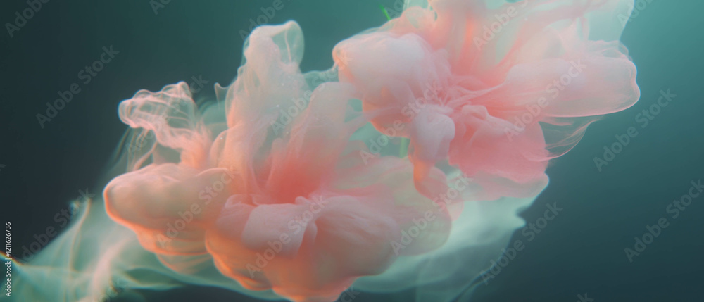 Poster ethereal 3d flowers made of smoke create a mysterious and soft atmosphere in an abstract design