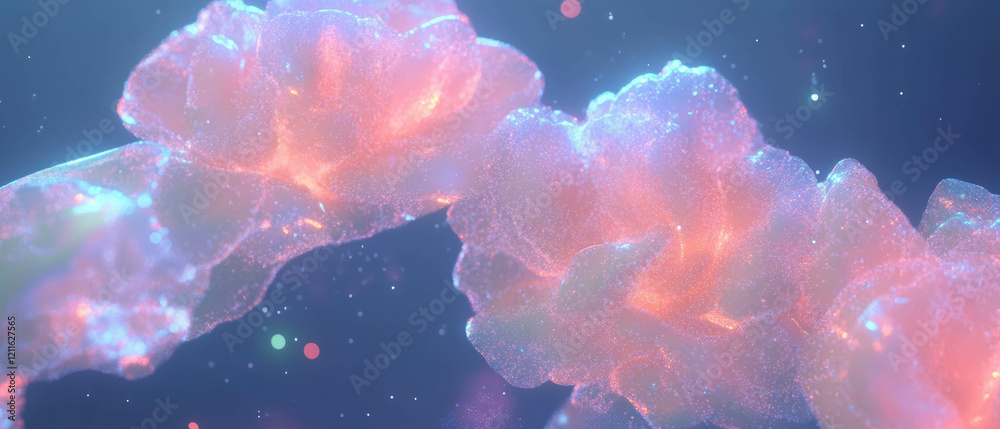 Poster Cosmic floral patterns with nebula textures create a dreamlike celestial atmosphere
