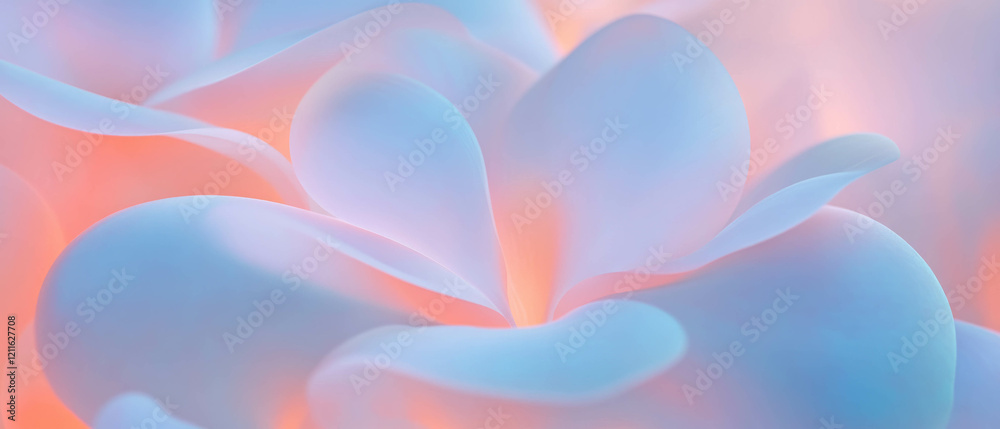 Poster Abstract representation of 3D flowers with blended gradients and harmonious color transitions
