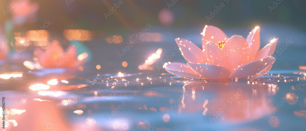 Poster vibrant expression of abstract 3d flowers with glitter particles and a luxurious atmosphere