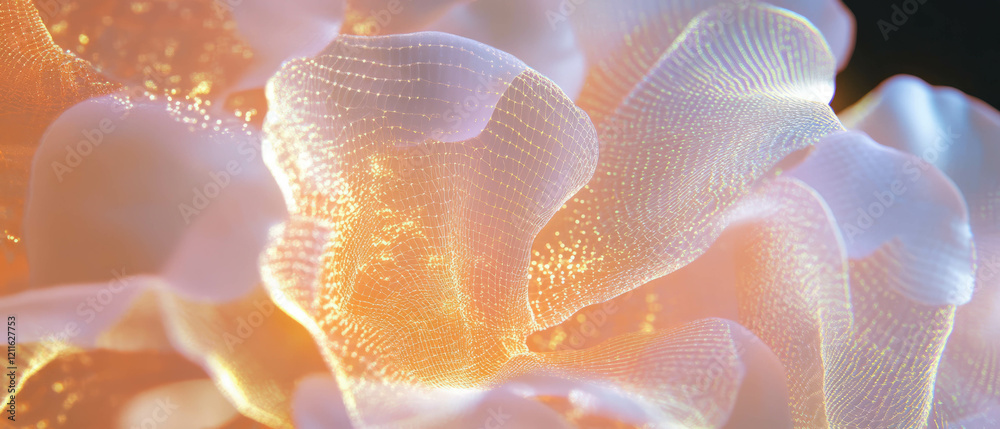 Poster exploring the beauty of abstract 3d flowers and their intricate interconnected patterns