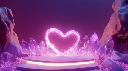 Glowing Heart Crystal Display