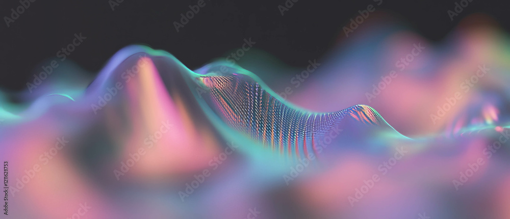Poster 3D abstract visualization of histograms representing data frequency and distribution