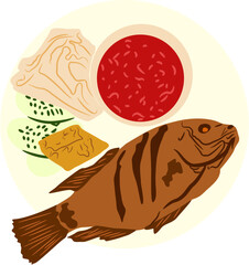 Tilapia fish Indonesian food Illustration