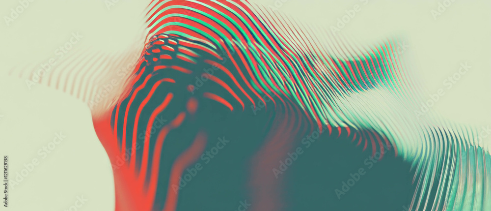 Poster Visualizing data trends with abstract 3D line graphs showcasing growth and decline patterns