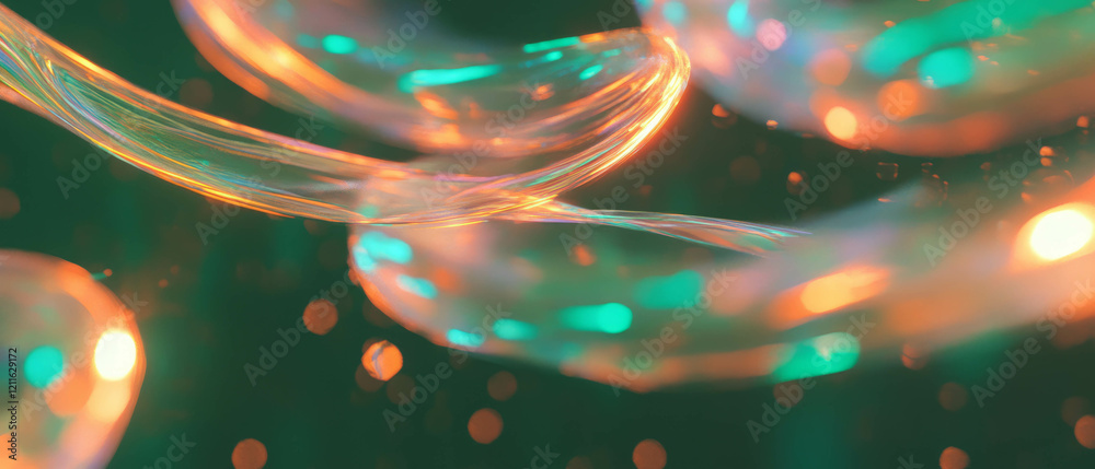 Poster Vibrant 3D light trails create abstract energy in dynamic patterns