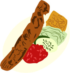 Pepes Indonesian food Illustration