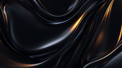 Abstract Dark Elegance:  Fluid Black and Gold Swirls