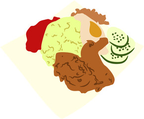 Fried chicken Indonesian food Illustration