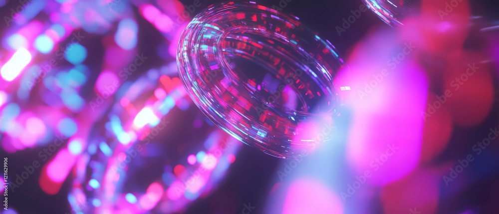 Poster Futuristic visualization of advanced technology and space exploration rendered in 3D graphics