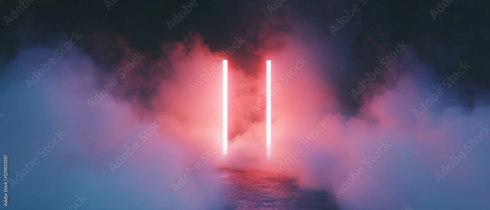 Poster mysterious portals with flowing smoke in an otherworldly atmosphere