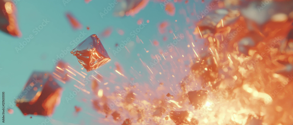 Poster Dynamic smoke explosions creating fragmented abstract patterns and energy effects