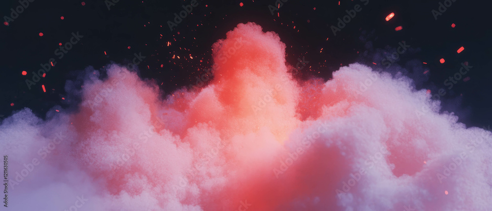 Poster dynamic energy of abstract smoke forming powerful explosions and fragmented pieces