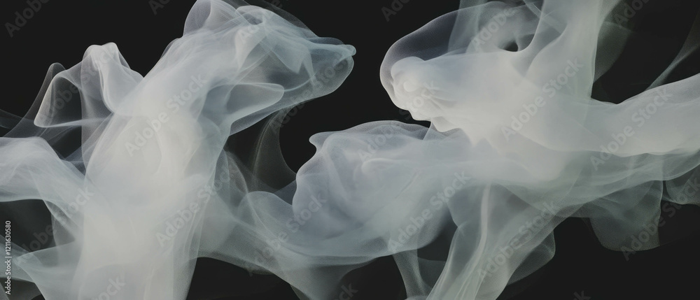 Poster 3D smoke art creating abstract letters and unique typographic compositions in dark background