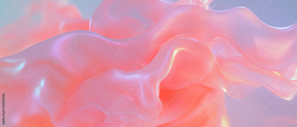 Poster 3d abstract smoke forming calming waves and fluid motion in soft hues
