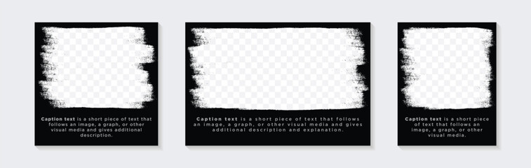 Empty vintage brush stroke photo frame polaroid mockup vector design elements collection artistic borders fit for social media post