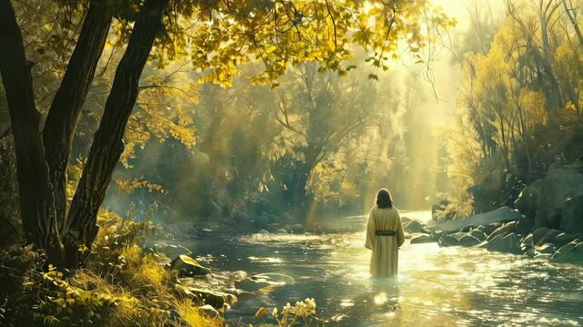The image of Jesus Christ in the glow of rays	