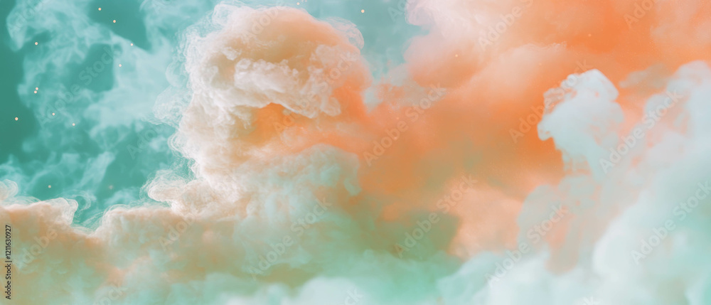Poster exploring the vastness of space with cosmic smoke and vibrant nebula textures