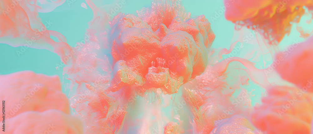 Aufkleber Mesmerizing fractal patterns in vibrant 3D smoke background with intricate details