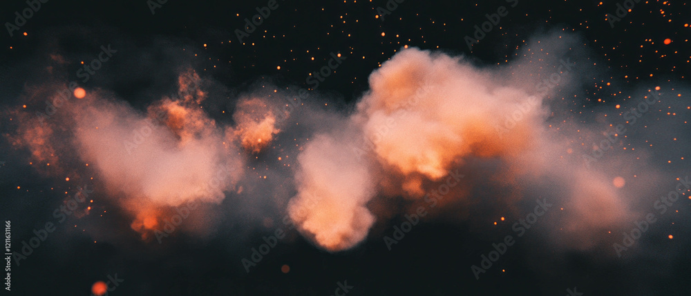 Poster enchanting 3d smoke background with glowing particles for creative designs and projects