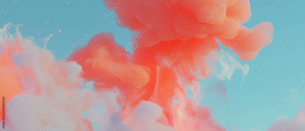 Poster Dynamic 3D abstract background featuring smoke and particles in vibrant colors