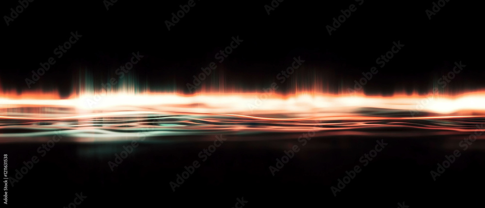 Poster Abstract sound wave patterns with dynamic light trails and visual effects in motion