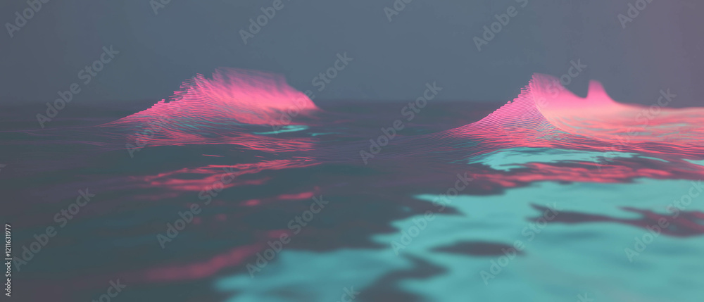 Poster sound waves create an abstract landscape of surreal terrain with dreamlike qualities