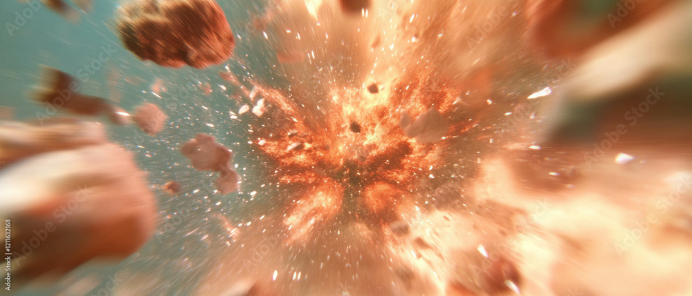Aufkleber Dynamic 3D sound waves create explosive visual effects and fragmented patterns in motion