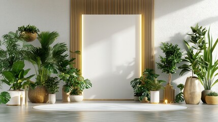 Modern Minimalist Indoor Plants Decor with Empty Frame for Display